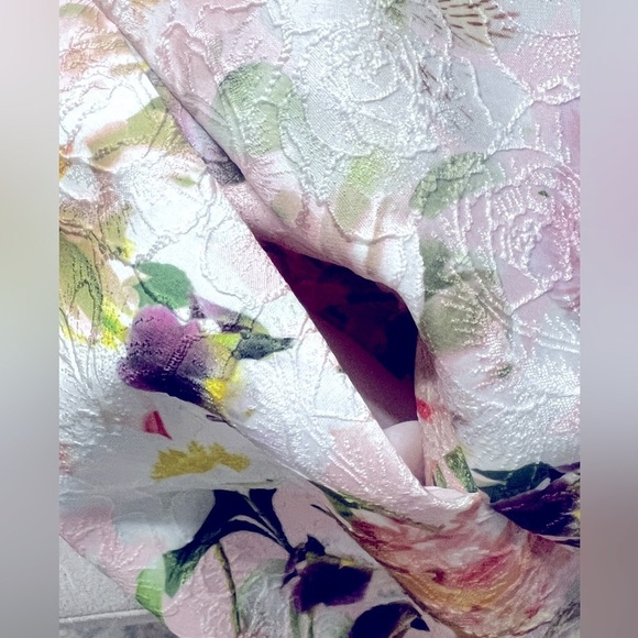 NWT Vince Camuto Sz 6 Pink Jacquard Floral Halter Fit & Flare Dress w/ Pockets - Picture 12 of 16